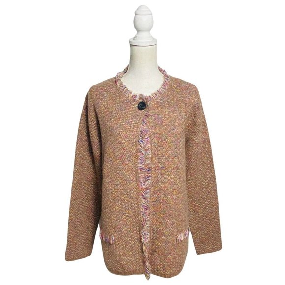 Gio & Gio made in Italy  XL Pink Maeve Open Front Mohair Wool Cardigan Sweater - Picture 1 of 8